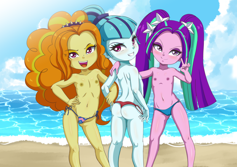 Size: 4093x2894 | Tagged: questionable, artist:the-dark-mangaka, banned from derpibooru, adagio dazzle, aria blaze, sonata dusk, equestria girls, bikini, child, clothes, female, image, lolicon, nipples, nudity, partial nudity, png, sonata donk, swimsuit, the dazzlings, topless, underage, young, younger