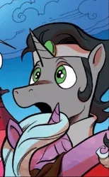 Size: 387x630 | Tagged: safe, artist:andypriceart, derpibooru import, idw, king sombra, radiant hope, crystal pony, umbrum, siege of the crystal empire, cropped, crystal empire, female, hopebra, image, jpeg, male, reformed sombra, shipping, straight