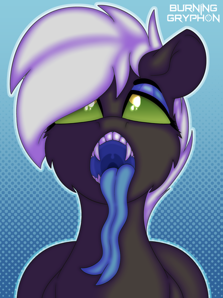 Size: 3000x4000 | Tagged: suggestive, artist:burninggryphon, derpibooru import, oc, oc:jack sunshine, changeling, changeling oc, fangs, green eyes, image, long tongue, mawshot, open mouth, png, solo, throat, tongue out