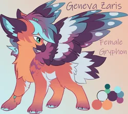 Size: 1632x1457 | Tagged: safe, artist:hioshiru, derpibooru import, oc, oc:geneva zaris, gryphon, eared griffon, female, griffon oc, image, png, reference, reference sheet