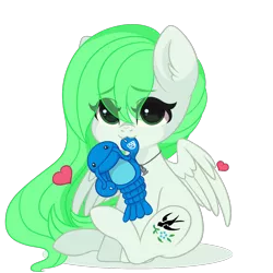 Size: 1397x1397 | Tagged: safe, artist:yomechka, derpibooru import, oc, oc:sparrow gale, unofficial characters only, lobster, pegasus, pony, animated, commission, female, green mane, image, jewelry, mare, necklace, pegasus oc, plushie, png, solo, tail, tail wag, wings, ych animation, ych result