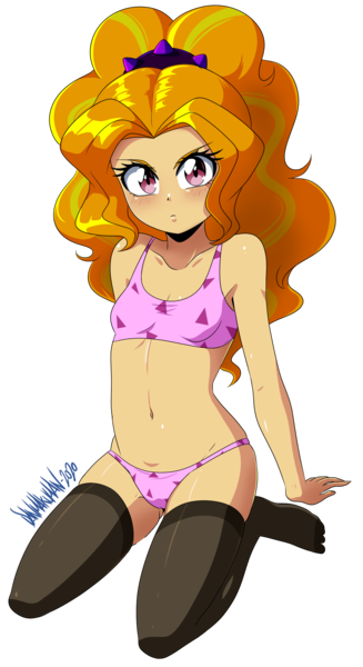 Size: 2414x4424 | Tagged: suggestive, artist:danmakuman, banned from derpibooru, ponybooru import, adagio dazzle, human, belly button, bra, clothes, female, humanized, image, lolicon, looking at you, panties, png, sexy, simple background, solo, solo female, stockings, thigh highs, transparent background, underage, underwear, younger