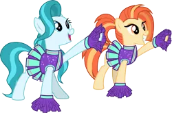 Size: 4532x3000 | Tagged: safe, artist:cloudyglow, derpibooru import, lighthoof, shimmy shake, earth pony, pony, 2 4 6 greaaat, cheerleader, cheerleader outfit, clothes, image, png, vector