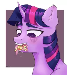 Size: 3000x3375 | Tagged: suggestive, artist:naet, derpibooru import, fluttershy, twilight sparkle, blushing, drool, drool string, fetish, flutterprey, heart eyes, image, imminent vore, mouthplay, png, saliva puddle, salivating, slimy, taste buds, tongue out, tongue play, twipred, vore, willing prey, willing vore, wingding eyes