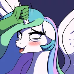 Size: 2000x2000 | Tagged: suggestive, artist:plaguemare, derpibooru import, princess celestia, oc, oc:anon, alicorn, pony, ahegao, blushing, drawthread, drool, female, hand, horn, image, mare, open mouth, png, requested art, tongue out, wings
