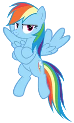 Size: 5070x8404 | Tagged: safe, artist:andoanimalia, derpibooru import, rainbow dash, pegasus, pony, top bolt, crossed arms, female, flying, image, png, simple background, transparent background, vector