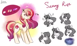 Size: 3000x1800 | Tagged: safe, artist:just-silvushka, derpibooru import, oc, unofficial characters only, pony, unicorn, bust, female, horn, image, mare, parent:sunset shimmer, parents:canon x oc, png, reference sheet, smiling, unicorn oc
