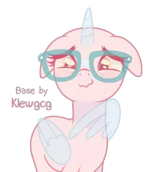 Size: 781x860 | Tagged: safe, artist:klewgcg, derpibooru import, oc, unofficial characters only, alicorn, pony, alicorn oc, bald, base, bust, eyelashes, female, floppy ears, glasses, horn, image, mare, png, smiling, solo, wings