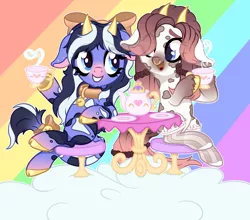 Size: 4068x3582 | Tagged: safe, artist:108-zeroforce, artist:rerorir, derpibooru import, oc, oc:hazel twist, oc:maggie, unofficial characters only, cow, pony, base used, clothes, commission, female, gradient background, horn, image, mare, png, simple background, solo, ych result