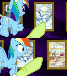 Size: 1080x1217 | Tagged: safe, derpibooru import, edit, edited screencap, screencap, granny smith, rainbow dash, earth pony, pegasus, grannies gone wild, disappointed, flying, hooves, image, jpeg, meme, meme origin, pointing, smiling, wild blue yonder