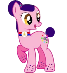 Size: 1100x1200 | Tagged: safe, artist:decokelow, derpibooru import, oc, oc:mariphi, unofficial characters only, earth pony, pony, derpibooru community collaboration, 2022 community collab, base used, bun, earth pony oc, female, full body, image, looking back, mare, open mouth, open smile, philippines, png, pompom, raised hoof, reupload, show accurate, simple background, smiling, solo, transparent background, yellow eyes