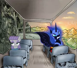 Size: 762x675 | Tagged: safe, derpibooru import, maud pie, nightmare moon, image, jpeg, meme, rock, sun, that pony sure does love rocks, two guys on a bus