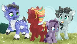 Size: 4960x2834 | Tagged: safe, artist:schokocream, derpibooru import, oc, unofficial characters only, earth pony, pony, chest fluff, colt, crying, earth pony oc, image, male, outdoors, png, raised hoof, sad, smiling