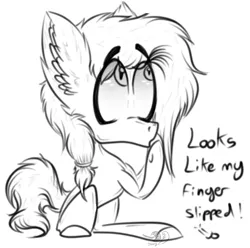 Size: 1258x1247 | Tagged: safe, artist:beamybutt, derpibooru import, oc, oc:chaos, unofficial characters only, earth pony, pony, ear fluff, earth pony oc, eyelashes, female, image, lineart, mare, monochrome, png, simple background, solo, talking, white background