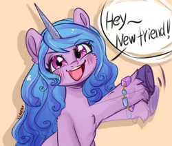 Size: 1456x1233 | Tagged: safe, artist:xi wen, derpibooru import, izzy moonbow, pony, unicorn, my little pony: a new generation, spoiler:g5, adorable face, cute, friend, g5, image, izzybetes, png, purple eyes, solo, waving, waving at you