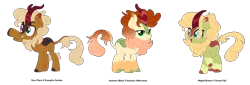 Size: 1576x537 | Tagged: safe, artist:tragedy-kaz, derpibooru import, kirin oc, oc, kirin, heterochromia, image, offspring, parent:autumn afternoon, parent:autumn blaze, parent:fern flare, parent:forest fall, parent:maple brown, parent:pumpkin smoke, png, simple background, transparent background