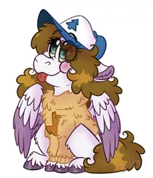 Size: 732x850 | Tagged: safe, artist:millefaller, derpibooru import, oc, unofficial characters only, pegasus, pony, :p, blushing, cap, clothes, colored wings, cute, ear fluff, eye clipping through hair, eyelashes, hat, image, png, simple background, solo, sweater, tongue out, two toned wings, unshorn fetlocks, white background, wings