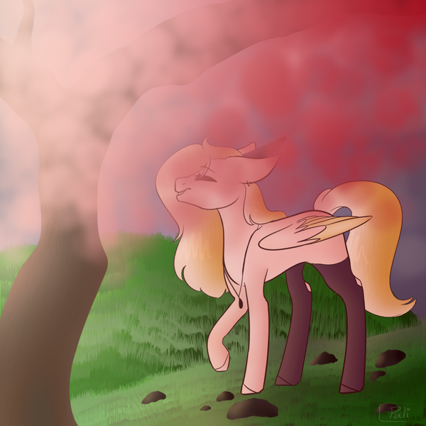 Size: 1000x1000 | Tagged: safe, artist:pokaparida, derpibooru import, oc, oc:mrochina, pegasus, pony, female, image, mare, png, solo, tree