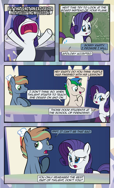 Size: 1920x3169 | Tagged: safe, artist:alexdti, derpibooru import, rarity, oc, oc:marco, oc:umberto, pony, unicorn, comic:quest for friendship, chalkboard, esophagus, female, high res, horn, image, jpeg, male, mare, mawshot, open mouth, stallion, trio, unicorn oc, uvula, volumetric mouth