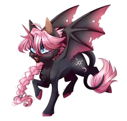 Size: 2286x2178 | Tagged: safe, artist:honeybbear, derpibooru import, oc, oc:serenade, alicorn, bat pony, bat pony alicorn, pony, bat wings, horn, image, male, png, simple background, solo, stallion, transparent background, wings