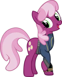 Size: 3092x3828 | Tagged: safe, artist:ponygamer2020, derpibooru import, cheerilee, earth pony, pony, fallout equestria, clothes, cutie mark, fallout, female, happy, high res, image, jumpsuit, looking back, mare, open mouth, open smile, pipboy, png, raised hoof, simple background, smiling, solo, transparent background, vault suit, vector