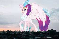 Size: 2700x1800 | Tagged: safe, artist:andoanimalia, derpibooru import, queen novo, classical hippogriff, hippogriff, pony, my little pony: the movie, berlin, female, germany, giant hippogriff, giantess, highrise ponies, image, irl, macro, mega giant, photo, png, ponies in real life