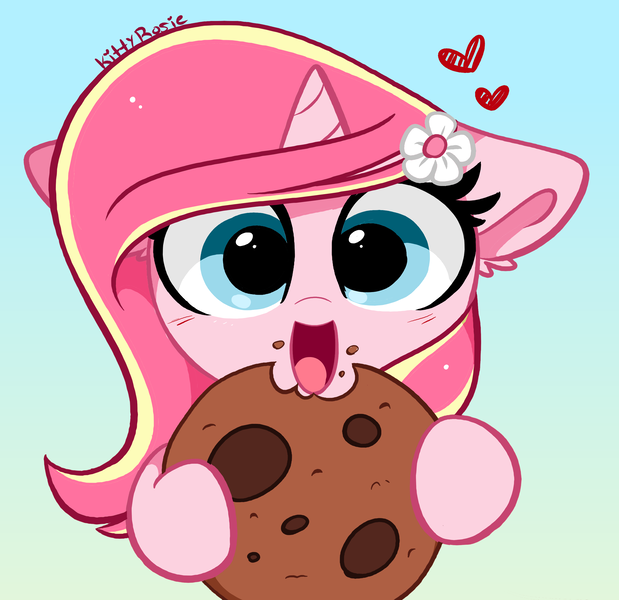 Size: 2948x2858 | Tagged: safe, artist:kittyrosie, derpibooru import, pony, unicorn, cookie, eating, food, image, open mouth, png, redraw