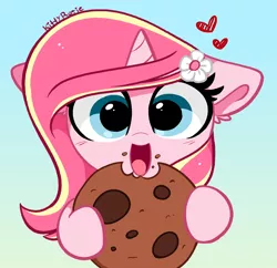 Size: 2948x2858 | Tagged: safe, artist:kittyrosie, derpibooru import, pony, unicorn, cookie, eating, food, image, open mouth, png, redraw