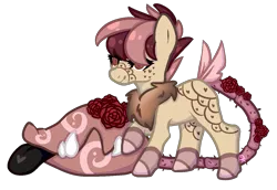 Size: 1309x900 | Tagged: safe, artist:viking3ggs, derpibooru import, oc, unofficial characters only, original species, plant pony, pony, :p, augmented, augmented tail, chest fluff, fangs, flower, image, plant, png, raised hoof, rose, simple background, tail, tongue out, transparent background