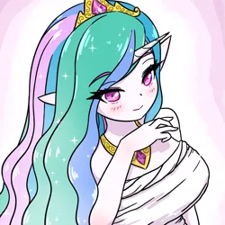 Size: 2508x2508 | Tagged: safe, artist:sigpi, derpibooru import, princess celestia, anthro, breasts, crown, elf ears, image, jewelry, png, regalia