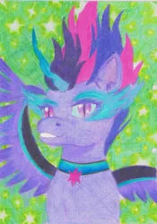 Size: 1577x2258 | Tagged: safe, artist:assertiveshypony, derpibooru import, twilight sparkle, alicorn, pony, equestria girls, abstract background, glow, glowing eyes, image, jpeg, midnight sparkle, simple background, traditional art