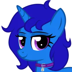 Size: 469x469 | Tagged: safe, artist:the smiling pony, derpibooru import, oc, oc:delly, unofficial characters only, pony, unicorn, .svg available, collar, image, lidded eyes, looking at you, png, smiling, solo, vector