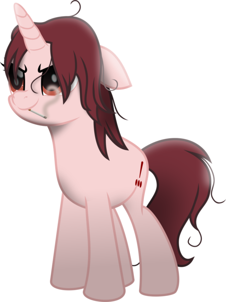 Size: 1924x2571 | Tagged: safe, artist:lincolnbrewsterfan, derpibooru import, oc, oc:report, ponified, unofficial characters only, pony, unicorn, derpibooru, my little pony: the movie, .svg available, cigarette, derpibooru exclusive, derpibooru ponified, determined smile, female, image, looking up, mare, messy mane, meta, movie accurate, png, simple background, smiling, smoke, smoking, solo, transparent background, vector