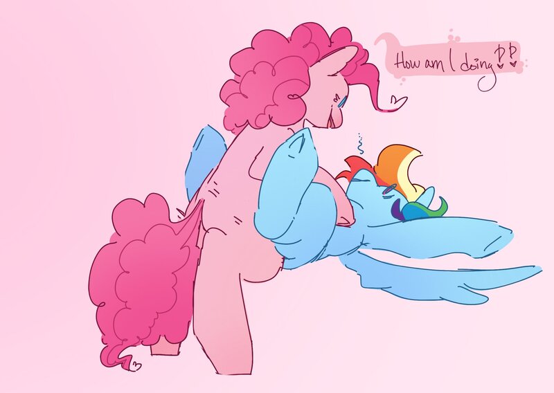 Size: 2048x1453 | Tagged: questionable, artist:theonlymousse, pinkie pie, rainbow dash, female, image, jpeg, lesbian, missionary position, pinkiedash, sex, shipping