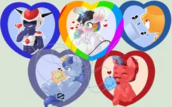 Size: 3180x1984 | Tagged: safe, artist:schokocream, derpibooru import, oc, oc:aeon of dreams, oc:jasper pie, oc:lightning bliss, unofficial characters only, alicorn, anthro, pony, unicorn, alicorn oc, anthro with ponies, female, glow, glowing horn, horn, image, magic, male, mare, png, stallion, telekinesis, unicorn oc, wings