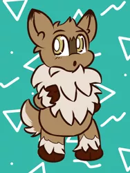 Size: 768x1024 | Tagged: safe, artist:tranzmuteproductions, derpibooru import, oc, unofficial characters only, deer, deer pony, original species, abstract background, bipedal, chest fluff, image, male, :o, open mouth, png, solo, unshorn fetlocks