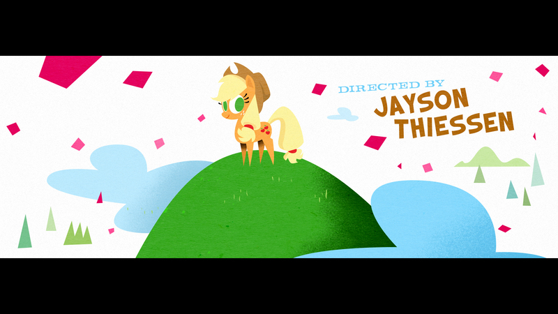 Size: 1920x1080 | Tagged: safe, derpibooru import, official, screencap, applejack, earth pony, pony, my little pony: the movie, claus studios, cloud, concept art, credits, female, image, jayson thiessen, jpeg, mare, mountain, pointy ponies, wip