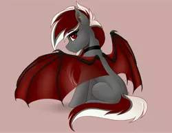 Size: 4096x3178 | Tagged: safe, artist:rand-dums, derpibooru import, oc, unofficial characters only, bat pony, pony, bat pony oc, bat wings, female, image, jpeg, simple background, smiling, smirk, solo, wings