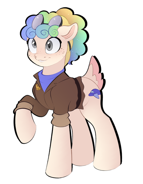 Size: 2774x3580 | Tagged: safe, artist:vetta, derpibooru import, oc, earth pony, pony, clothes, earth pony oc, female, image, mare, png, raised hoof, simple background, solo, white background
