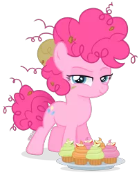 Size: 3111x3876 | Tagged: safe, artist:cirillaq, derpibooru import, pinkie pie, pony, cupcake, female, filly, filly pinkie pie, food, image, png, simple background, solo, transparent background, younger