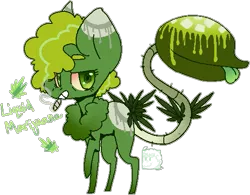 Size: 525x409 | Tagged: safe, artist:viking3ggs, derpibooru import, oc, unofficial characters only, monster pony, original species, plant pony, pony, augmented, augmented tail, base used, drugs, high, image, joint, marijuana, plant, png, raised hoof, simple background, smoking, tail, transparent background