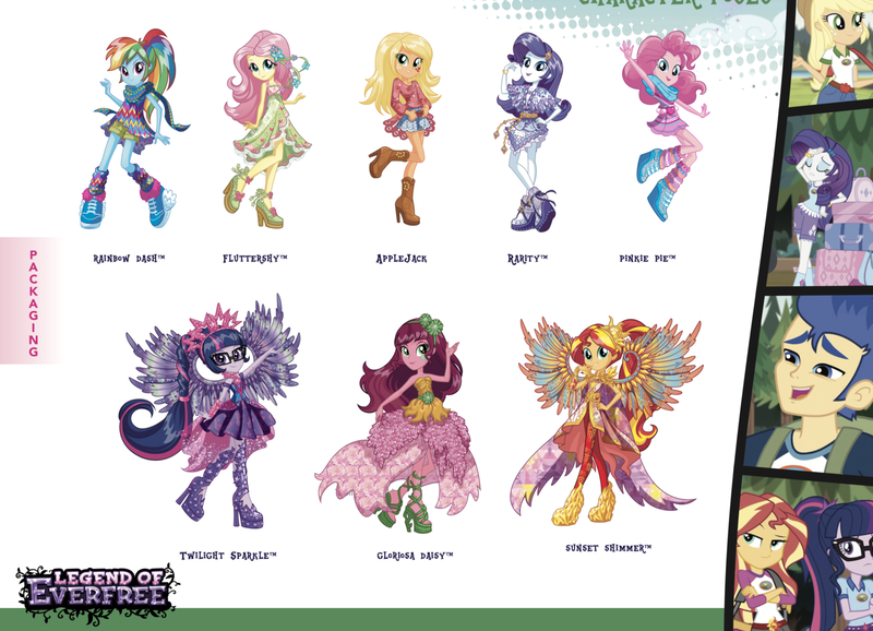 Size: 1399x1011 | Tagged: safe, artist:david corrente, official, applejack, flash sentry, fluttershy, pinkie pie, rainbow dash, rarity, sci-twi, sunset shimmer, twilight sparkle, equestria girls, legend of everfree, boho, box art, camp everfree outfits, crystal gala dress, crystal guardian, crystal wings, geometric, image, logo, mane six, official art, png, style guide, wings