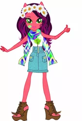 Size: 1713x2527 | Tagged: safe, artist:cimmi cumes, official, gloriosa daisy, equestria girls, legend of everfree, clothes, concept art, floral head wreath, flower, geometric, image, jpeg, ponied up, scarf, thumbs up