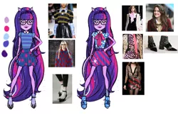 Size: 2500x1618 | Tagged: safe, artist:moniliza, artist:nicole guice, official, sci-twi, twilight sparkle, equestria girls, equestria girls series, concept art, doll, image, jpeg, new outfit, photo reference, ponied up, toy