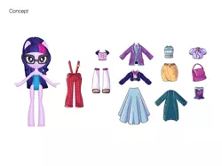 Size: 2134x1600 | Tagged: safe, artist:anabell chu chuntu, official, sci-twi, twilight sparkle, equestria girls, equestria girls series, accessories, clothes, concept art, doll, fashion squad, image, jpeg, simple background, toy, underwear, white background