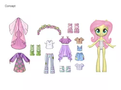 Size: 2134x1600 | Tagged: safe, artist:anabell chu chuntu, official, fluttershy, equestria girls, equestria girls series, accessories, clothes, concept art, doll, fashion squad, image, jpeg, simple background, toy, underwear, white background