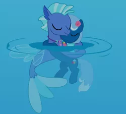 Size: 1500x1356 | Tagged: safe, derpibooru import, oc, oc:blue cove, oc:sea foam ep, unofficial characters only, earth pony, pony, seapony (g4), female, flower on ear, hug, image, lei, male, mlp fim's eleventh anniversary, night, oc x oc, ocean, png, shipping, vector