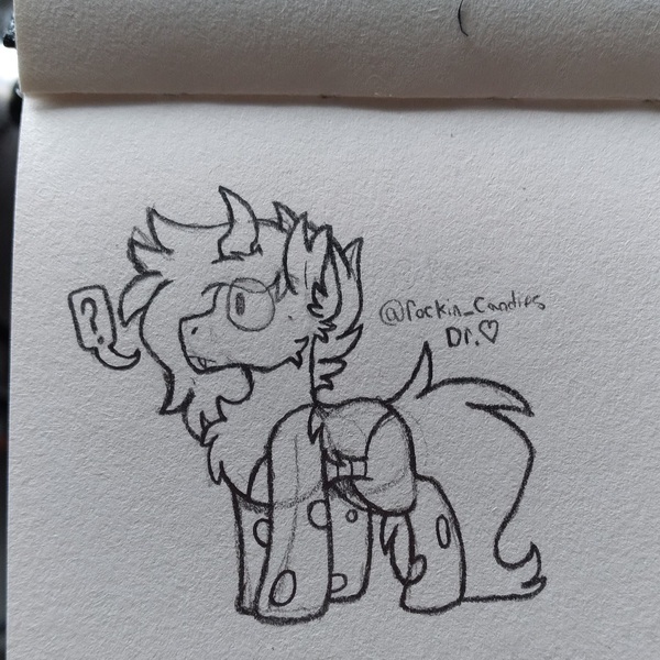 Size: 2314x2314 | Tagged: safe, artist:drheartdoodles, derpibooru import, oc, oc:pop rocks, unofficial characters only, changeling, chest fluff, fangs, fluffy, image, jpeg, traditional art