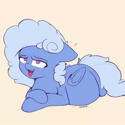 Size: 3000x3000 | Tagged: suggestive, artist:blopfry, oc, oc:comfy pillow, pegasus, adorasexy, bedroom eyes, belly, chubby, chubby belly, cute, image, jpeg, lying down, pegasus oc, sexy, tongue out, wings