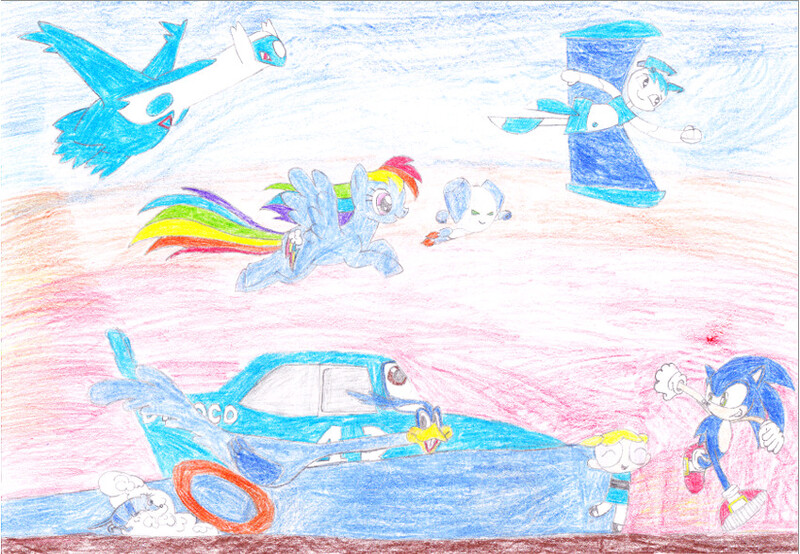 Size: 849x588 | Tagged: safe, artist:its-ok-to-smile, derpibooru import, rainbow dash, bubbles (powerpuff girls), cars (pixar), horton hears a who, image, jenny wakeman, jpeg, looney tunes, my life as a teenage robot, pokémon, robotboy, sonic the hedgehog, sonic the hedgehog (series), the powerpuff girls